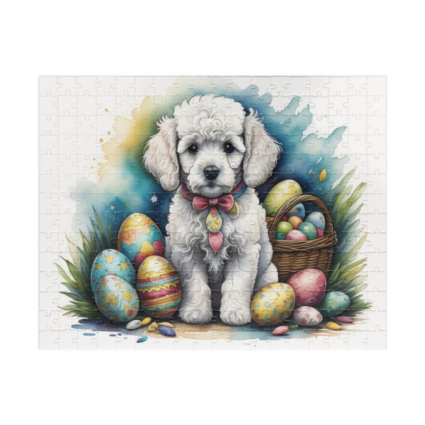 Poodle (White) Easter Puppy Puzzle - Dog Lovers, Mental Health Benefits, Holiday Fun, Mindfulness, Stress Relief, Festive Gift
