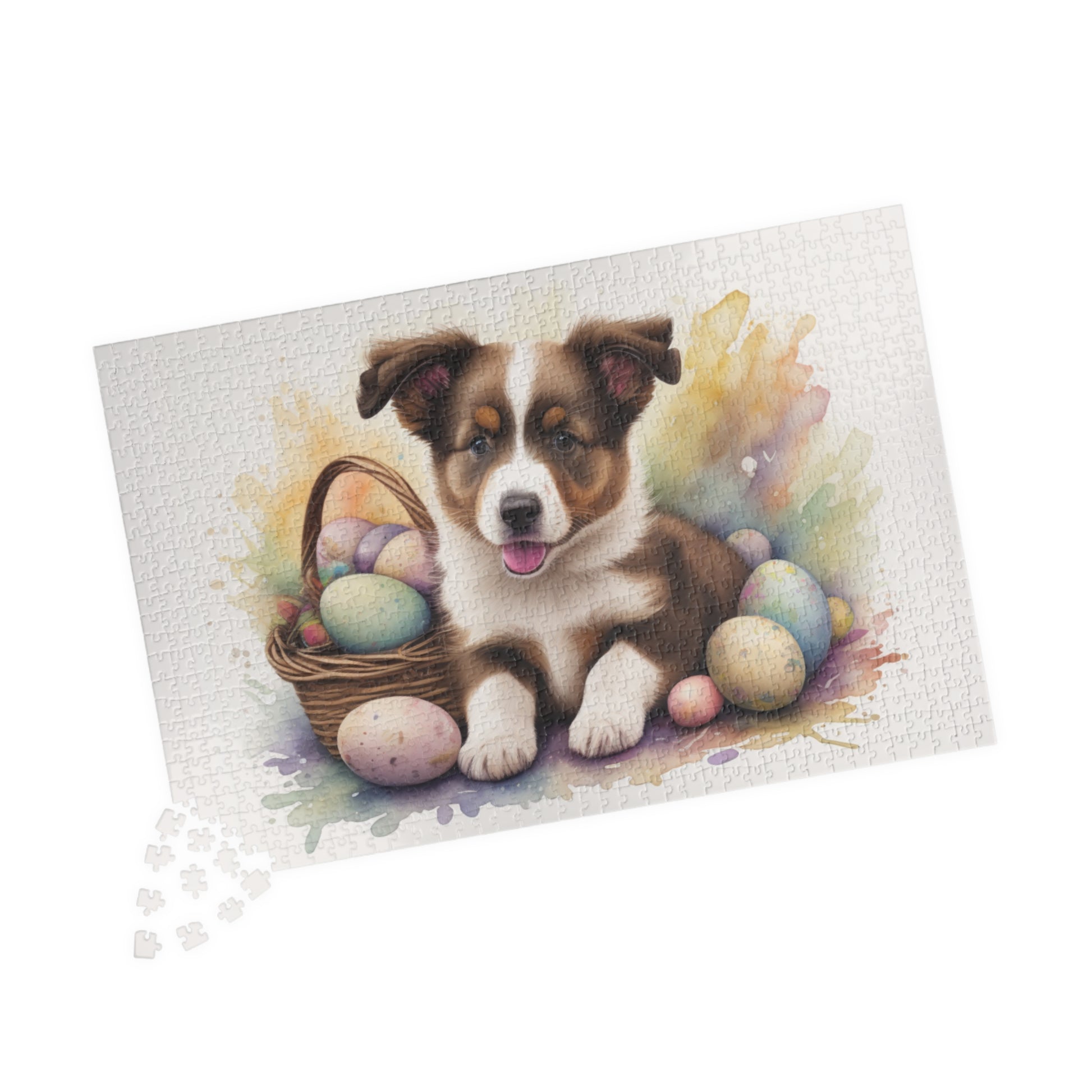 Border Collie (Brown & White) Easter Puppy Puzzle - Dog Lovers, Mental Health Benefits, Holiday Fun, Mindfulness, Stress Relief, Festive Gift