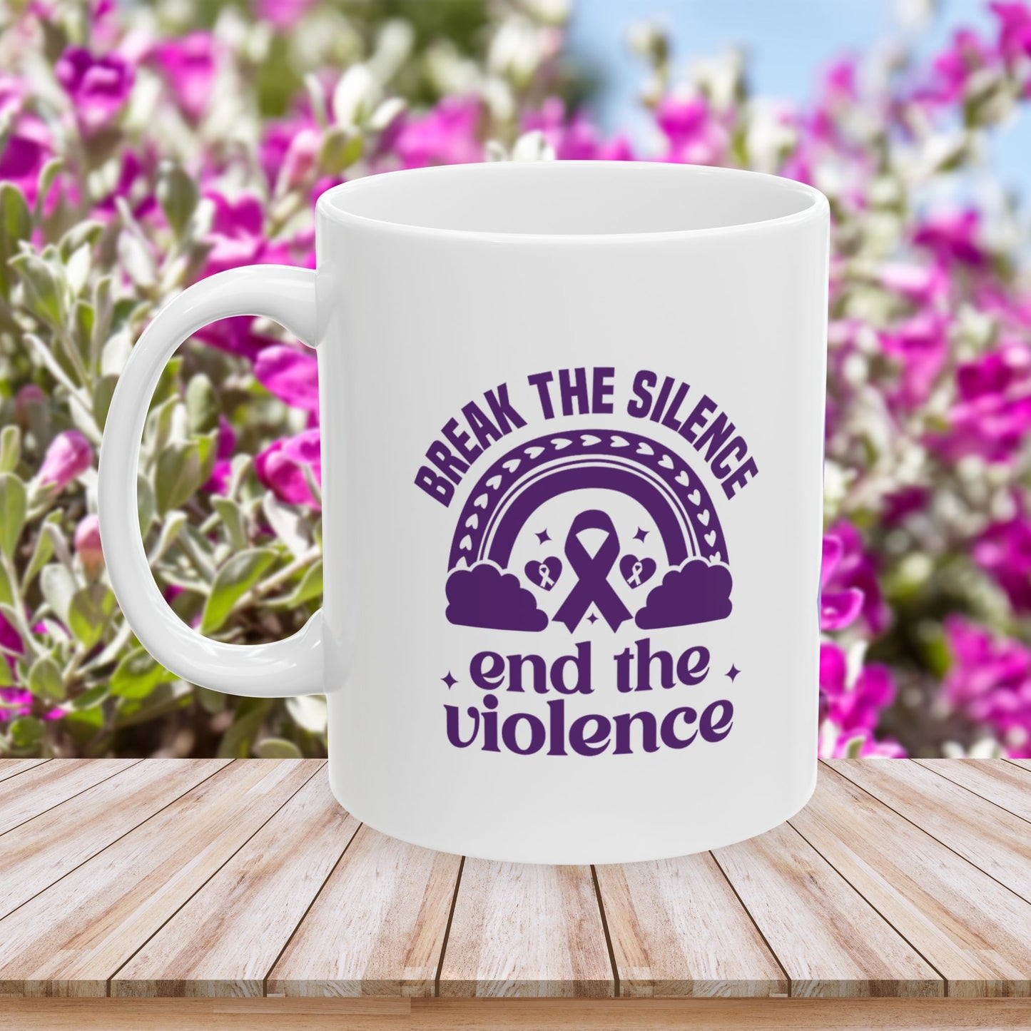 Break the Silence, End the Violence Ceramic Mug - Domestic Violence Awareness
