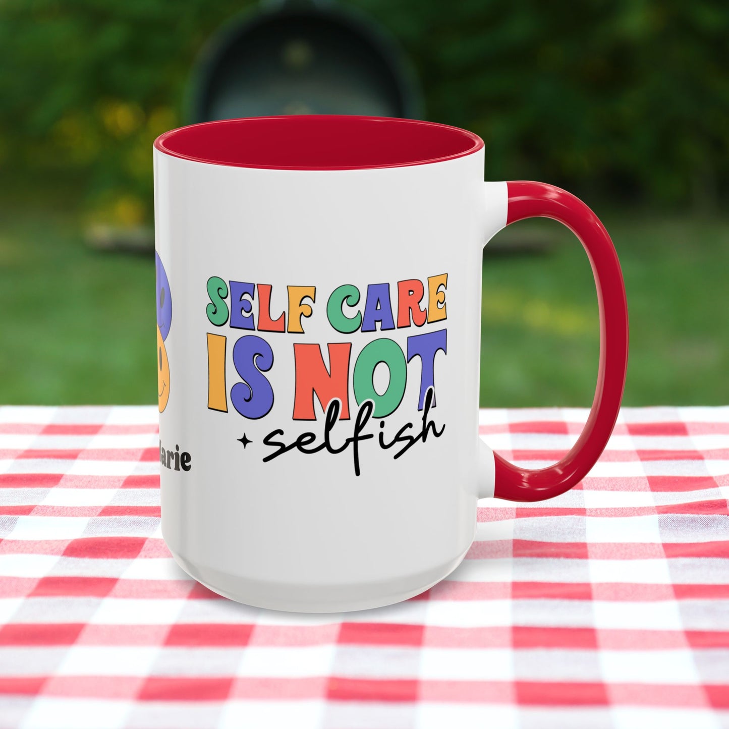 Self-Care is Not Selfish - Personalized Retro Empowering Mental Health Mug for Daily Wellness