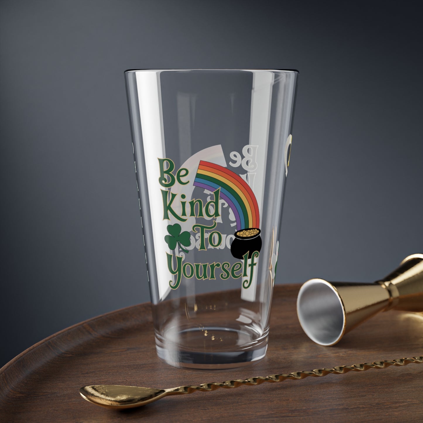 Be Kind To Yourself: Personalized St. Patrick's Day Pint Glass - Customizable Name for Happiness and Positivity