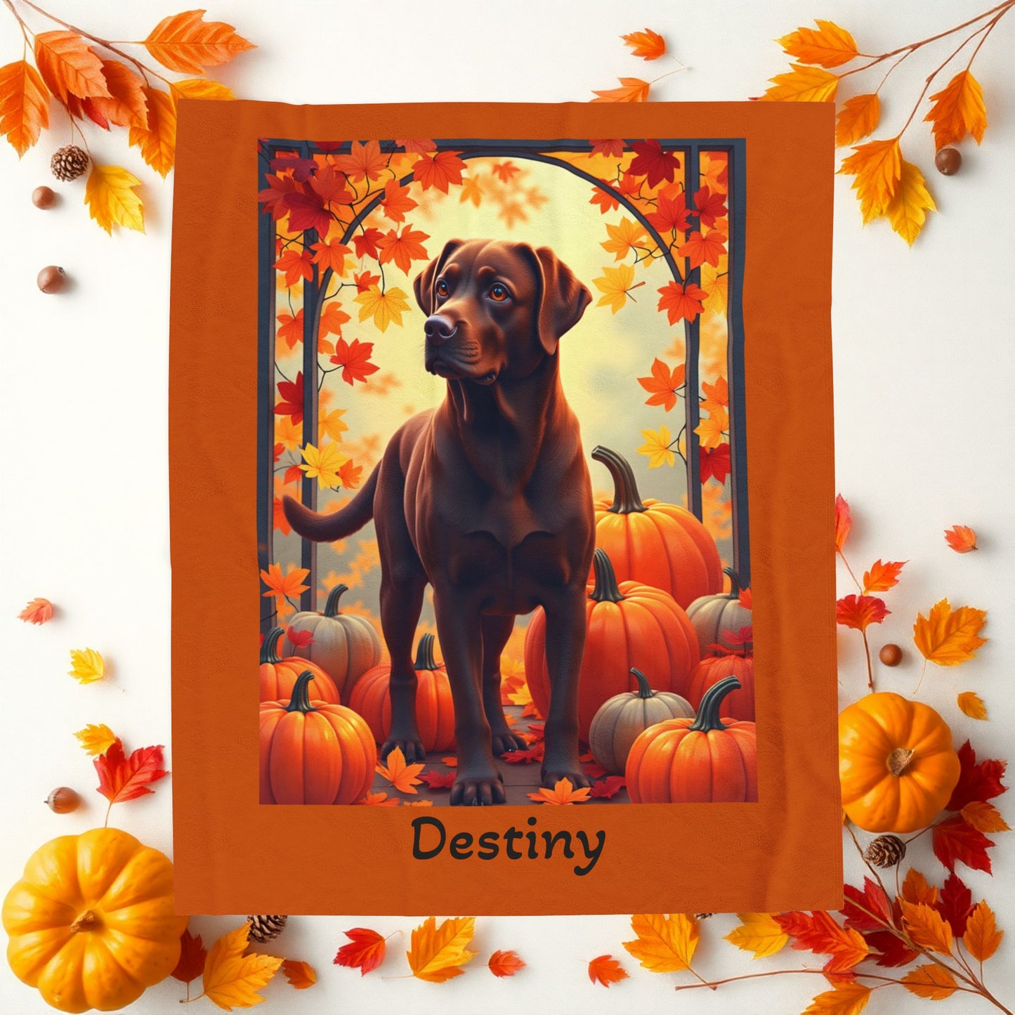 Labrador Retriever Chocolate Coat Velveteen Plush Blanket, Custom Plush Dog Throw for Labs