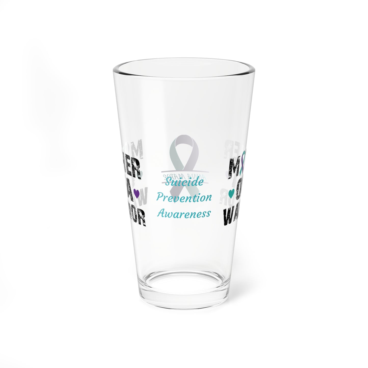 Mother of a Warrior: Personalized Suicide Prevention Awareness Warrior Pint Glass - Proud Family Member