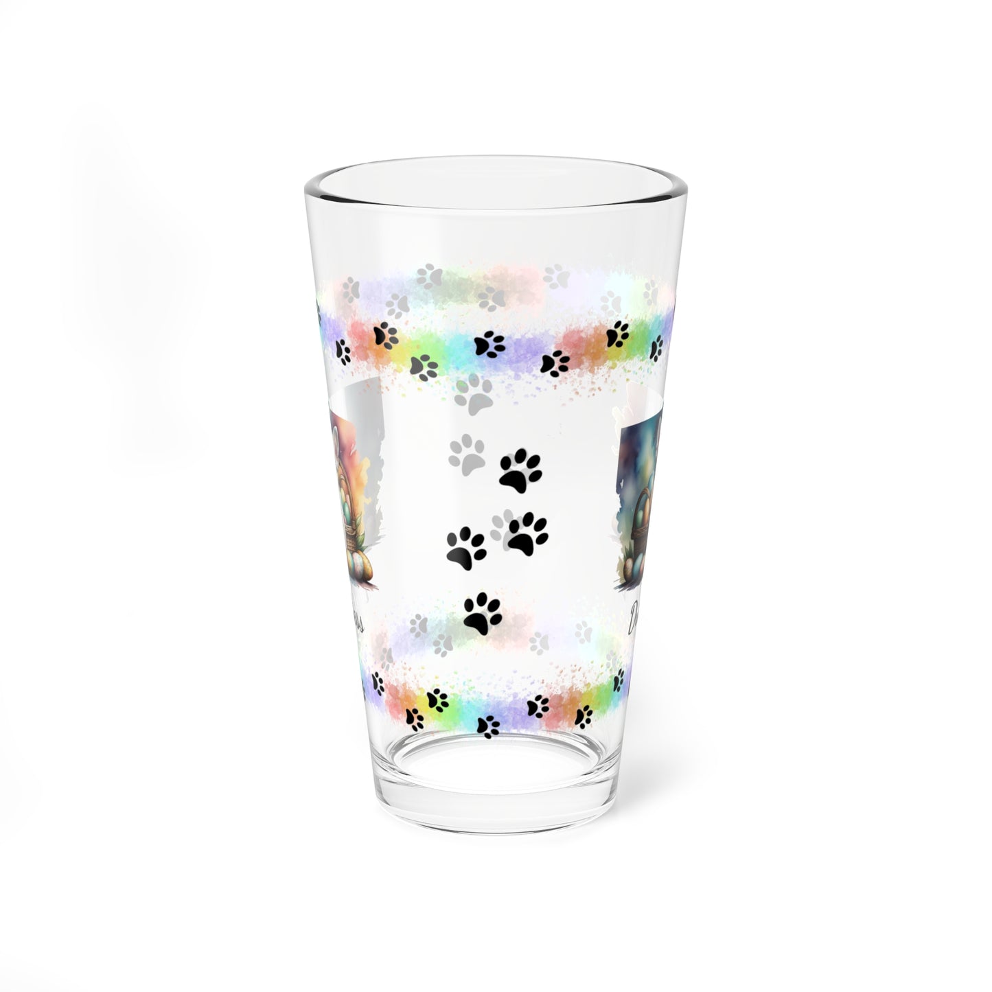 Chihuahua (White) Personalized Easter Puppy 16oz Pint Glass - Custom Dog Design, Mental Health Gift, Easter Décor, and Festive Celebrations