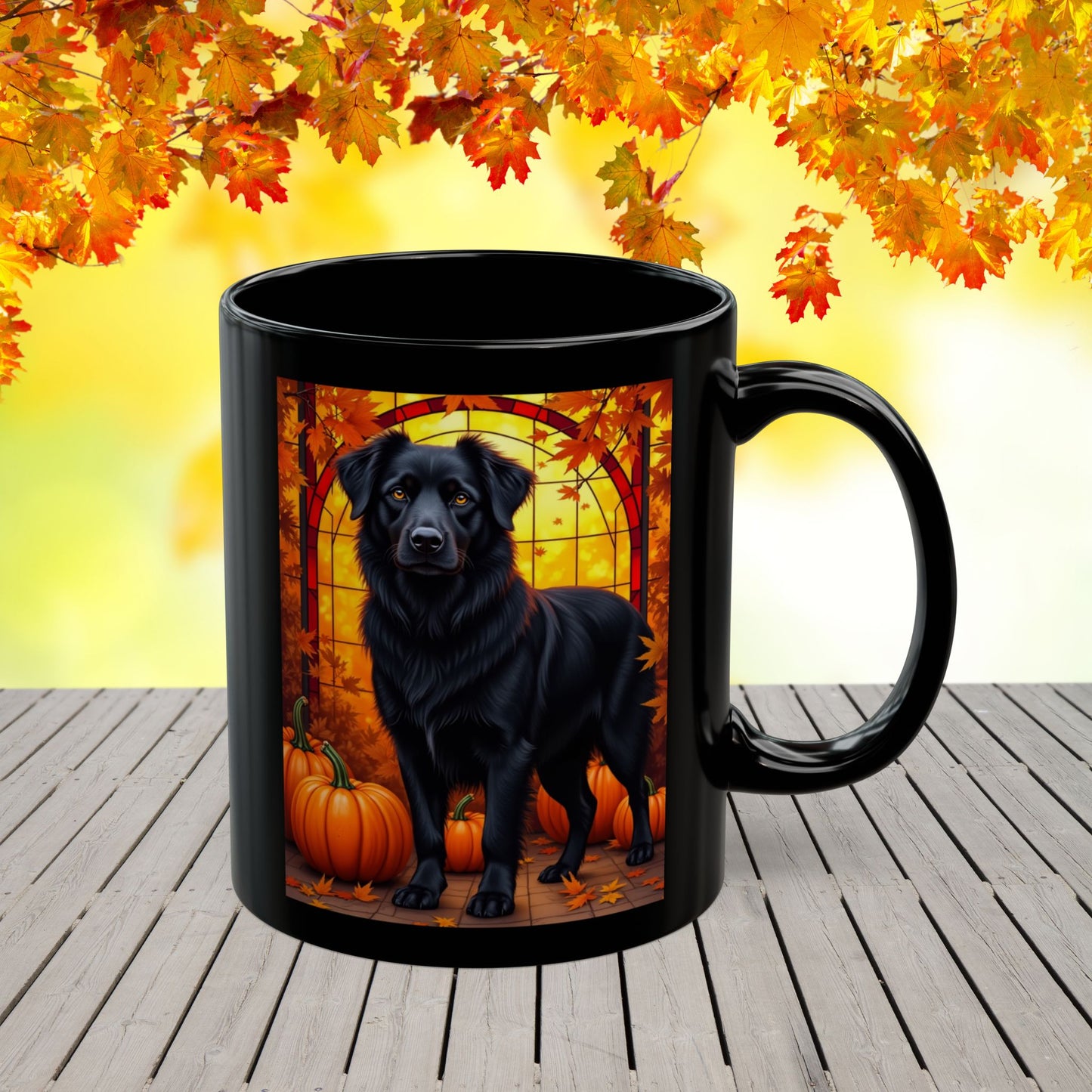 Australian Shepherd Black - Autumn coffee mug, custom herding dog lover gift for dog moms and dads