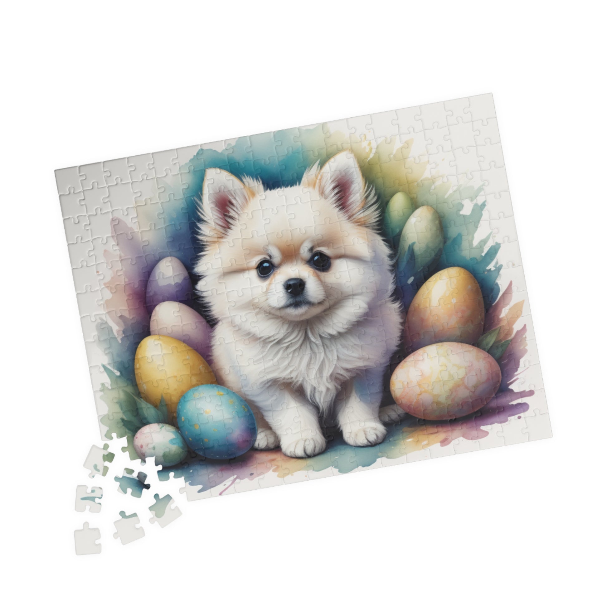 Pomeranian (White) Easter Puppy Puzzle - Dog Lovers, Mental Health Benefits, Holiday Fun, Mindfulness, Stress Relief, Festive Gift