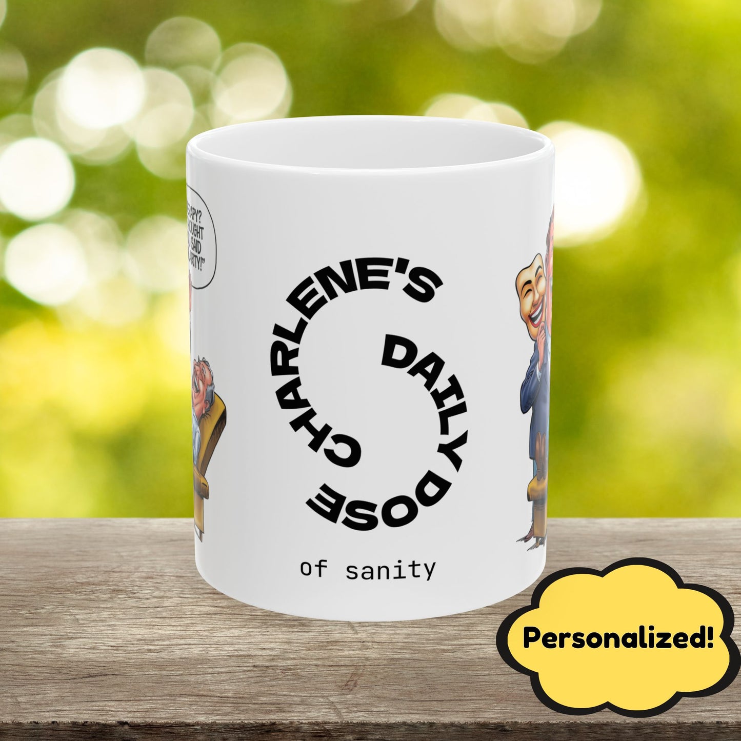 Therapy? I Thought You Said "Hilarity!" Funny Mental Health Mug, Stylish Ceramic Coffee Cup, Positive Affirmation Gift, Anxiety Relief, Self-Care Mug, Therapist Office Décor