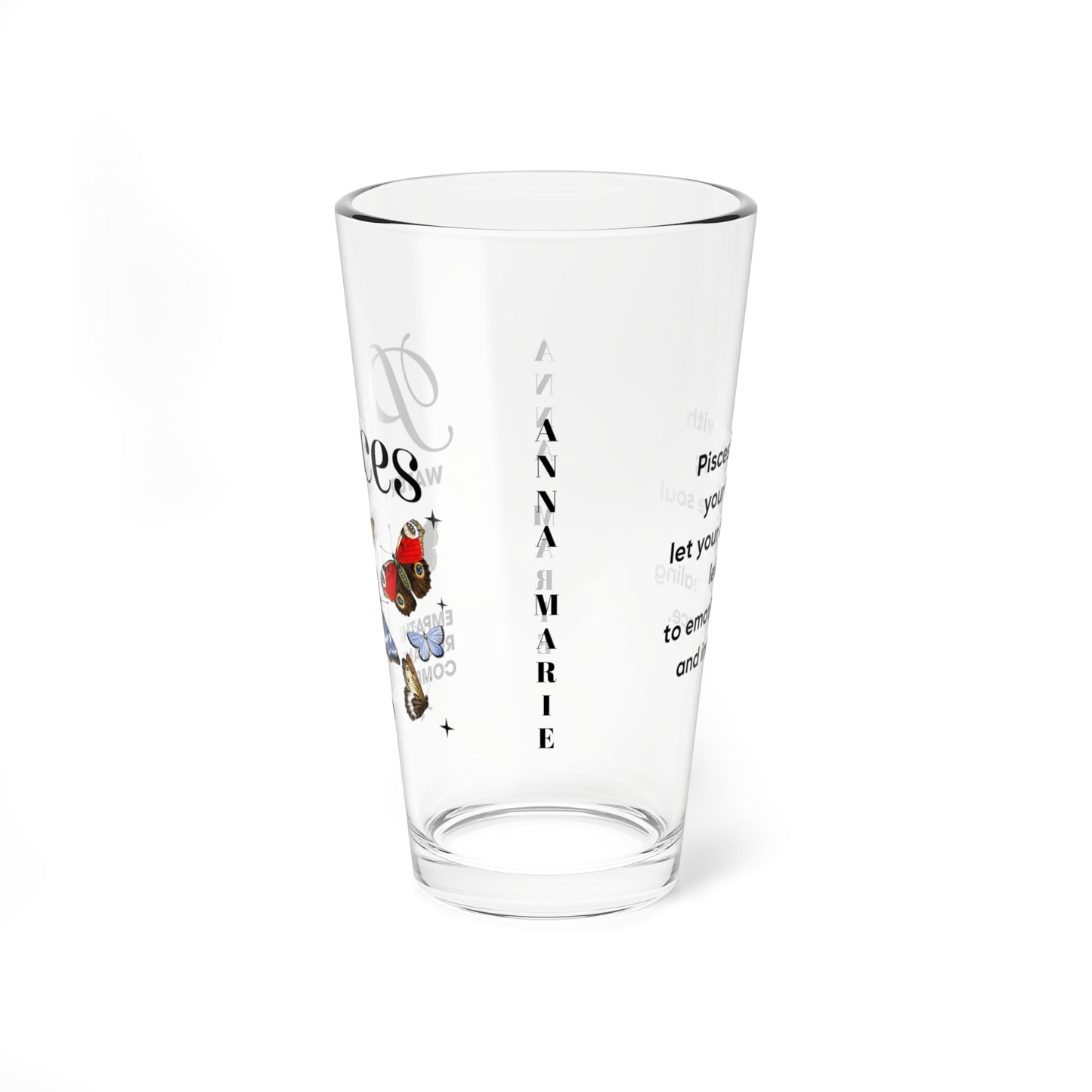 Pisces astrology pint glass, personalized 16oz zodiac star sign birthday drinkware gift