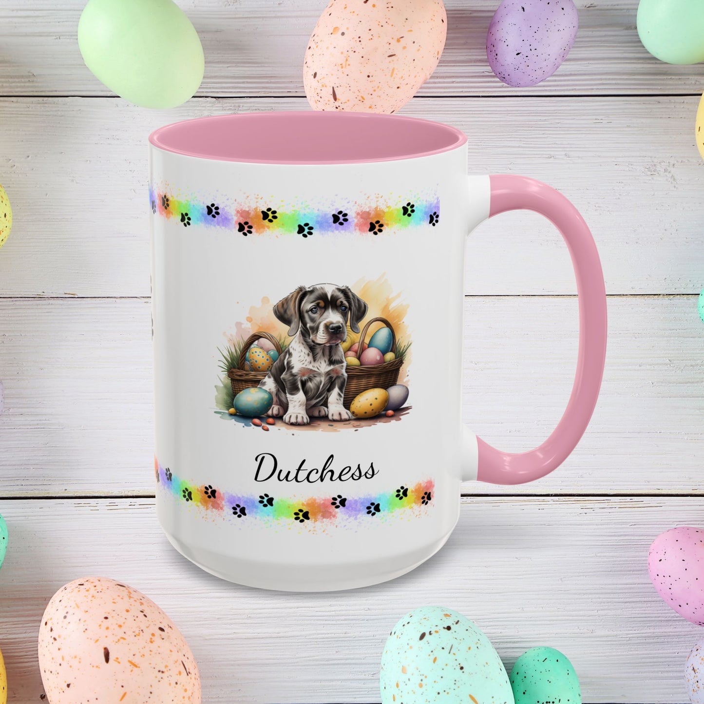 German Shorthaired Pointer Easter puppy coffee mug, personalized cute dog gift for mental health support and comfort