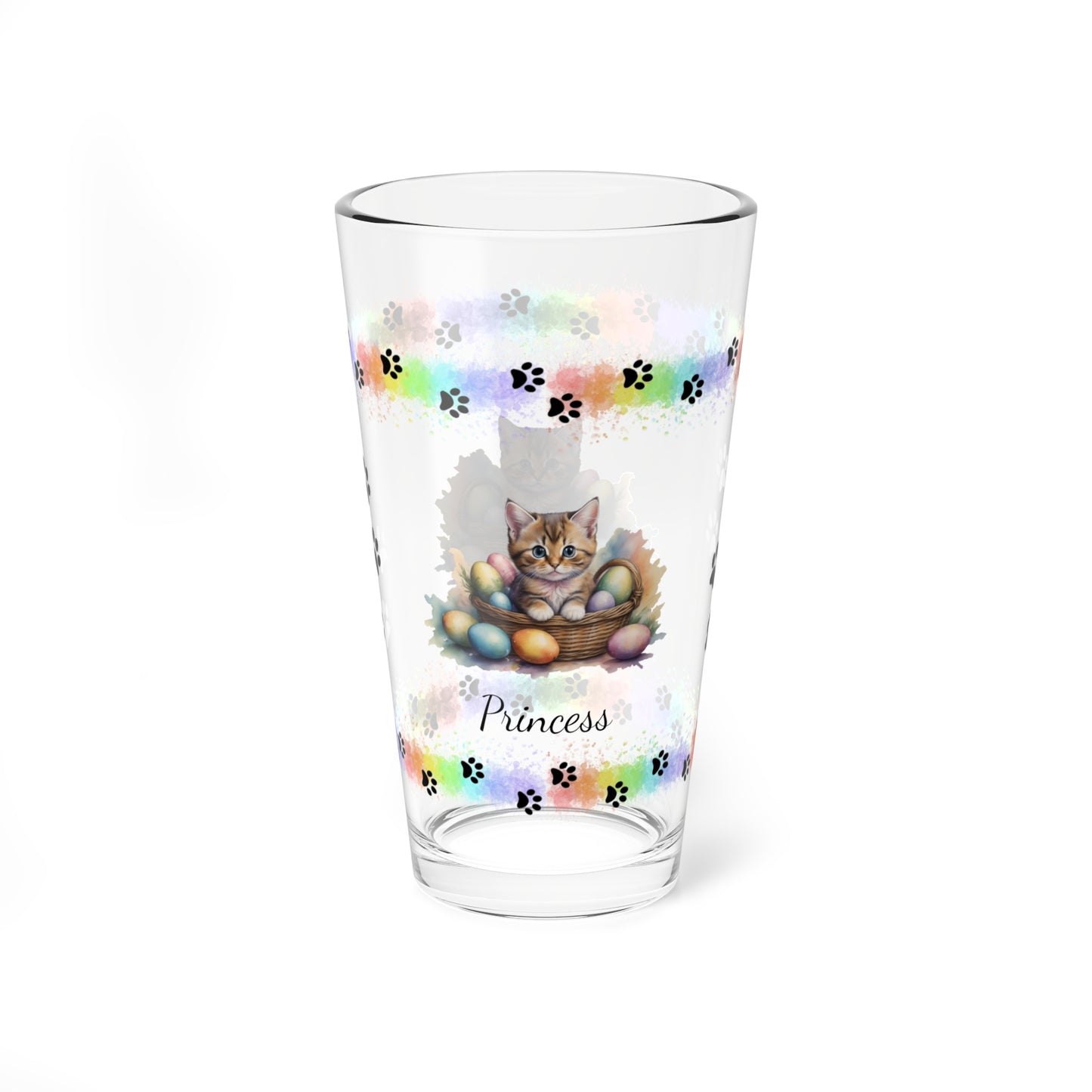 Munchkin Easter Kitten 16oz Pint Glass - Personalized Cat-Themed Gift, Mental Health Drinkware, Holiday Décor & Easter Celebration