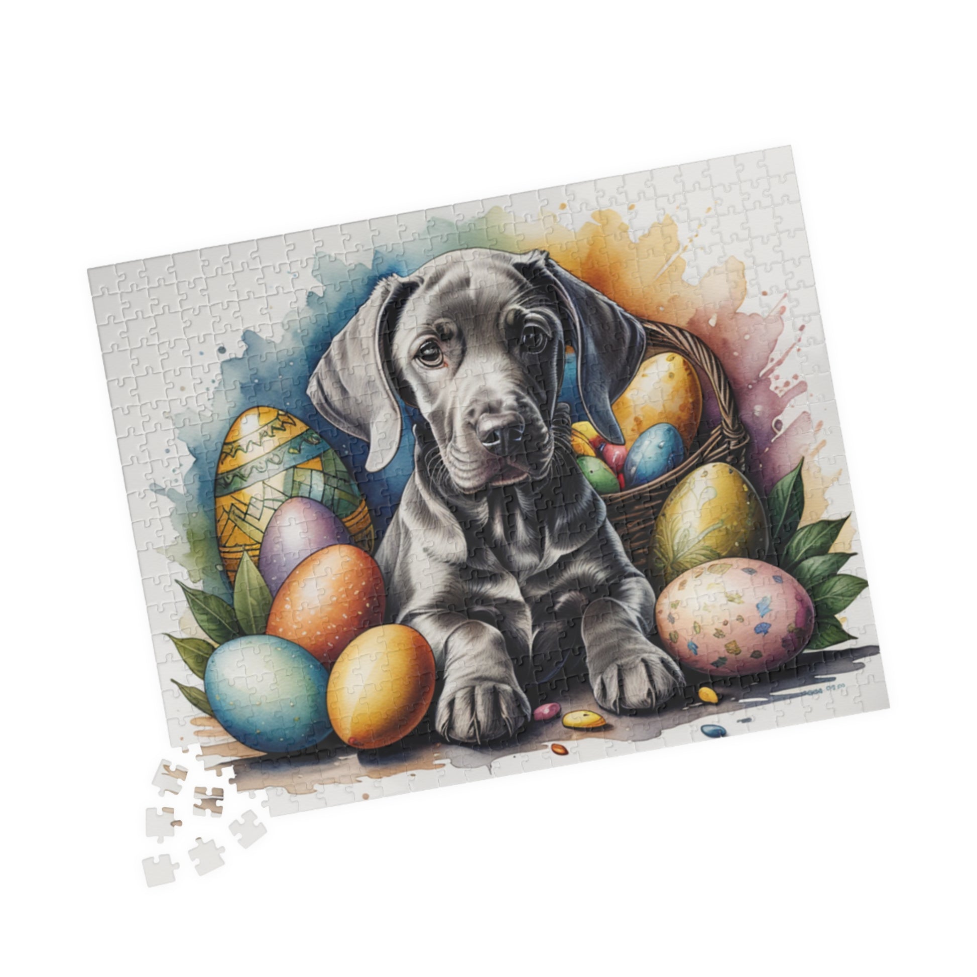 Weimaraner (Mouse Gray) Easter Puppy Puzzle - Dog Lovers, Mental Health Benefits, Holiday Fun, Mindfulness, Stress Relief, Festive Gift