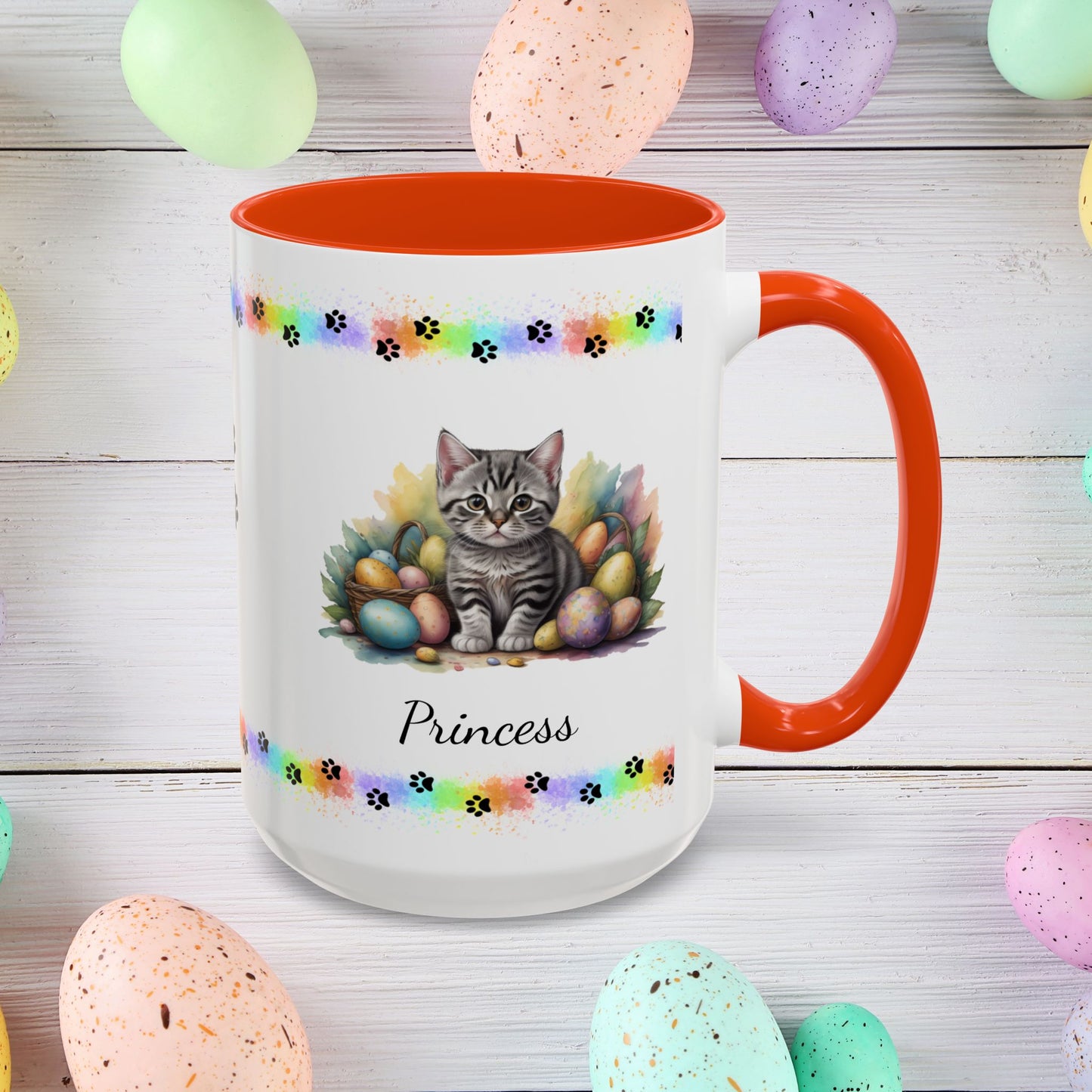 American Shorthair Easter kitten coffee mug, personalized cute cat gift for mental health support, cozy drinkware