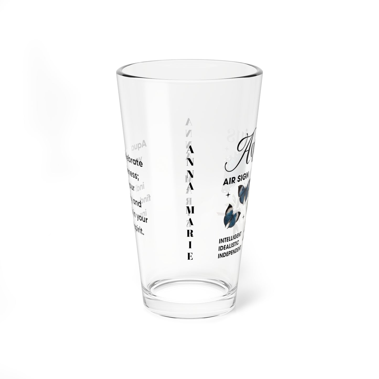 Aquarius zodiac pint glass, personalized astrology drinkware, 16oz horoscope gift for star sign lovers