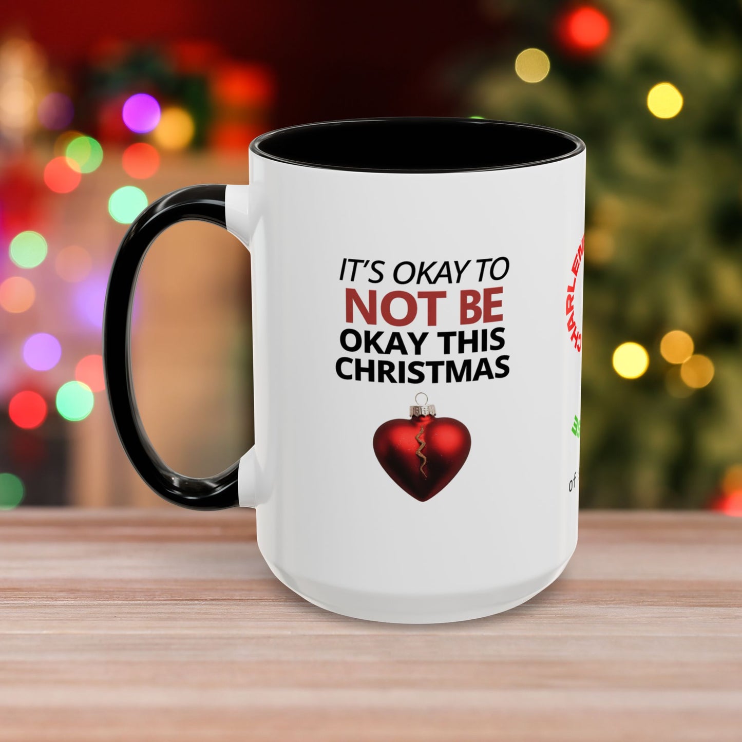 It's Okay to Not Be Okay This Christmas Mug - Personalized Christmas Mental Wellness Mug, Supportive Holiday Gift with Accent Color