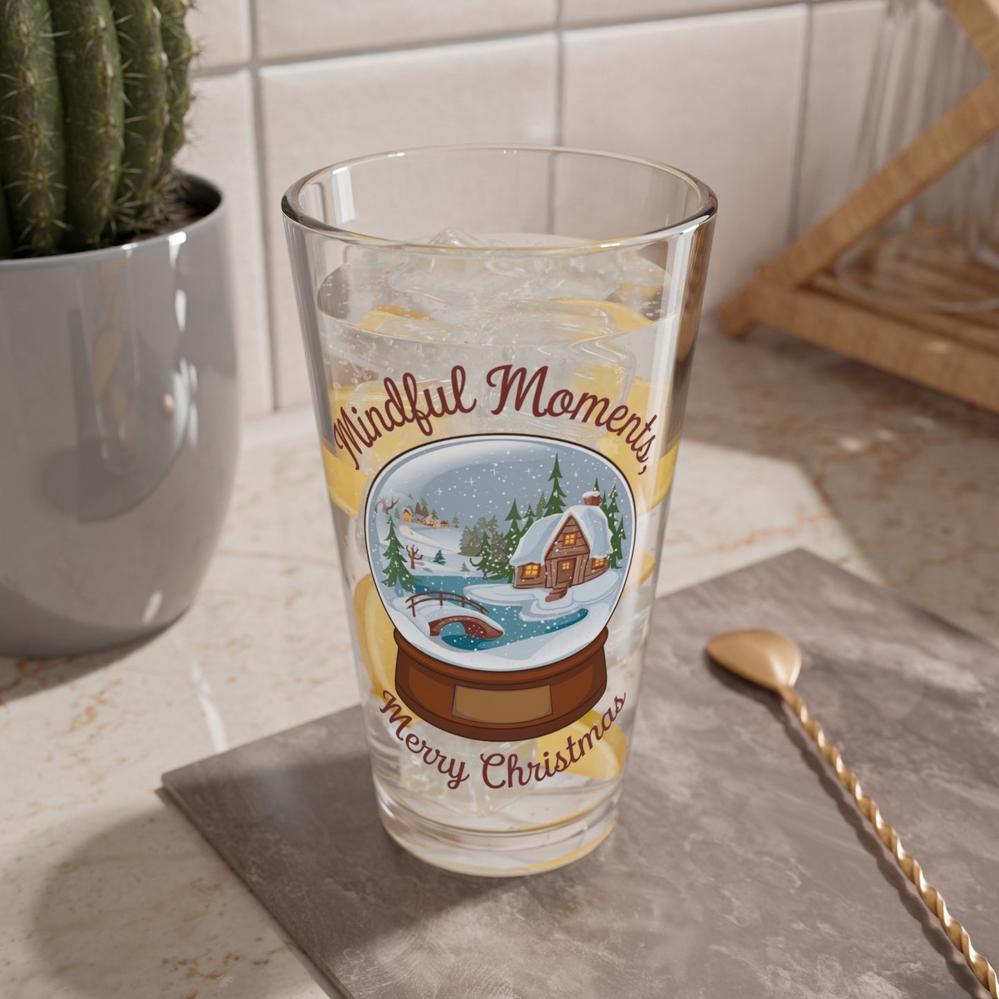 Mindful Moments, Merry Christmas, Christmas Pint Glass, 16oz
