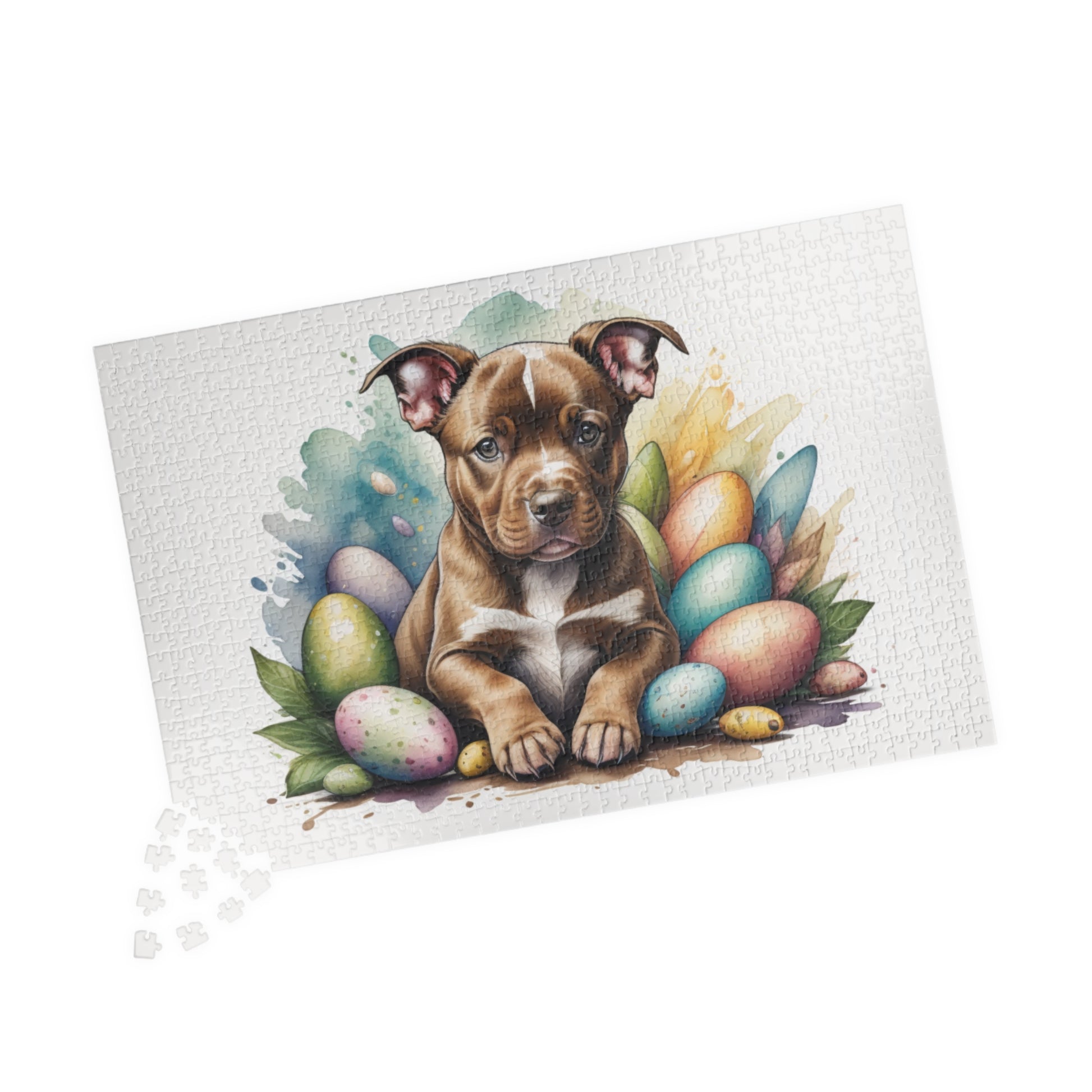 Pitbull (Brown) Easter Puppy Puzzle - Dog Lovers, Mental Health Benefits, Holiday Fun, Mindfulness, Stress Relief, Festive Gift