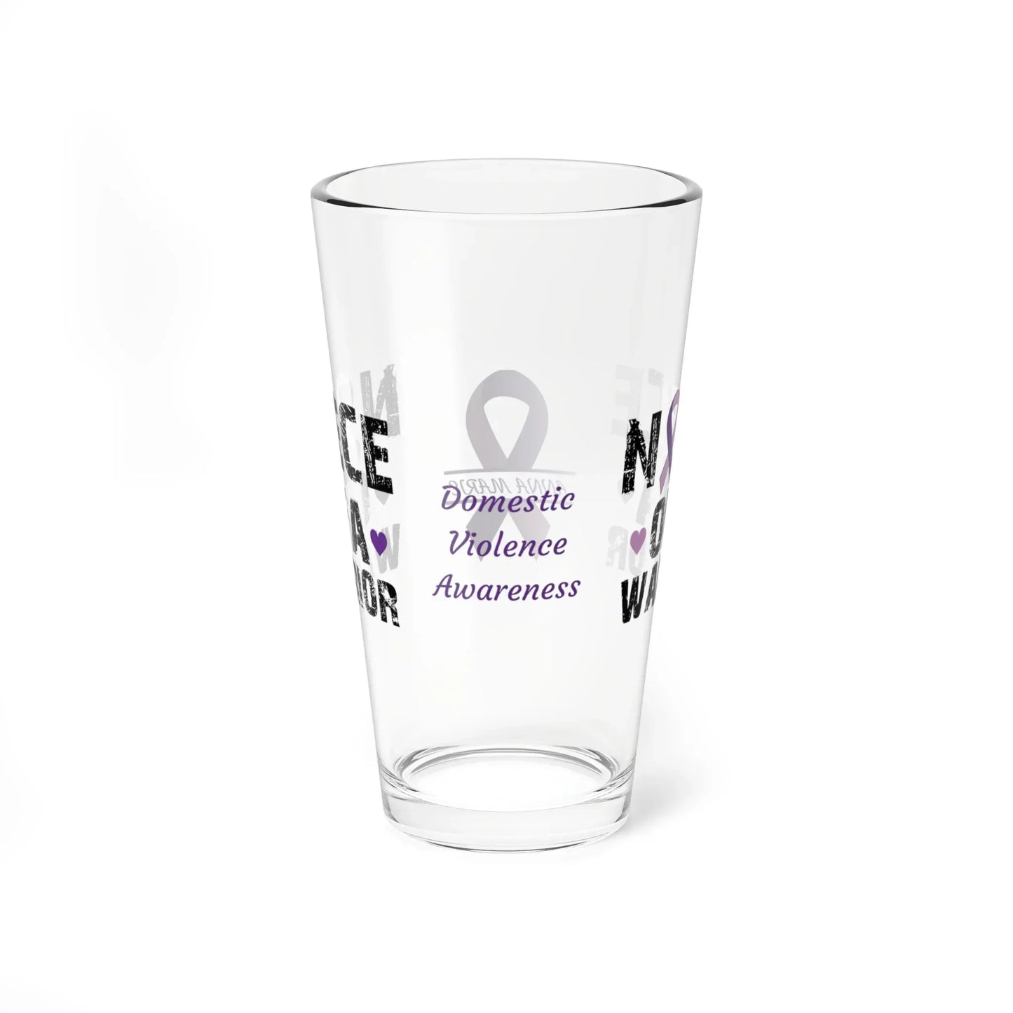 Shop our premium niece of a warrior domestic violence awareness pint glass 16oz from MySisterIsASurvivor.