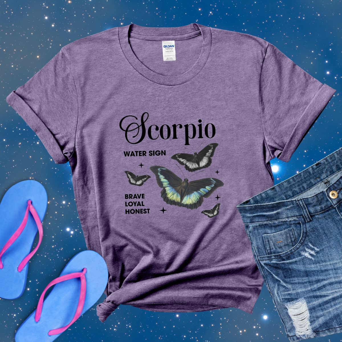 Scorpio Butterfly Zodiac T-Shirt, astrology horoscope shirt, Scorpio birthday gift tee for men or women