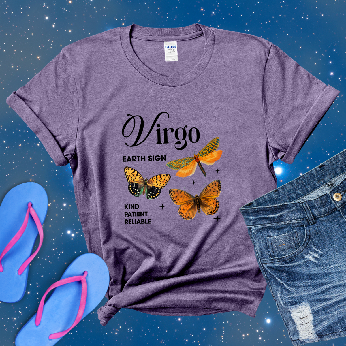 Virgo Butterfly Zodiac T-Shirt, astrology horoscope shirt, Virgo birthday gift tee for men or women