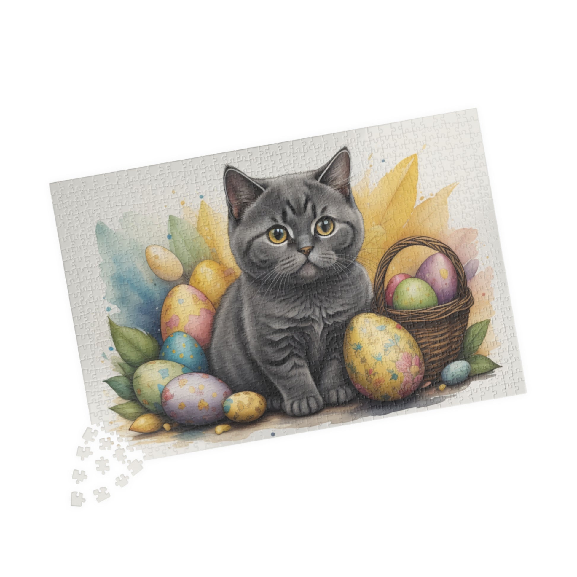 British Shorthair Easter Kitten Puzzle - Cat Lovers, Mental Health Benefits, Holiday Fun, Mindfulness, Stress Relief, Festive Gift