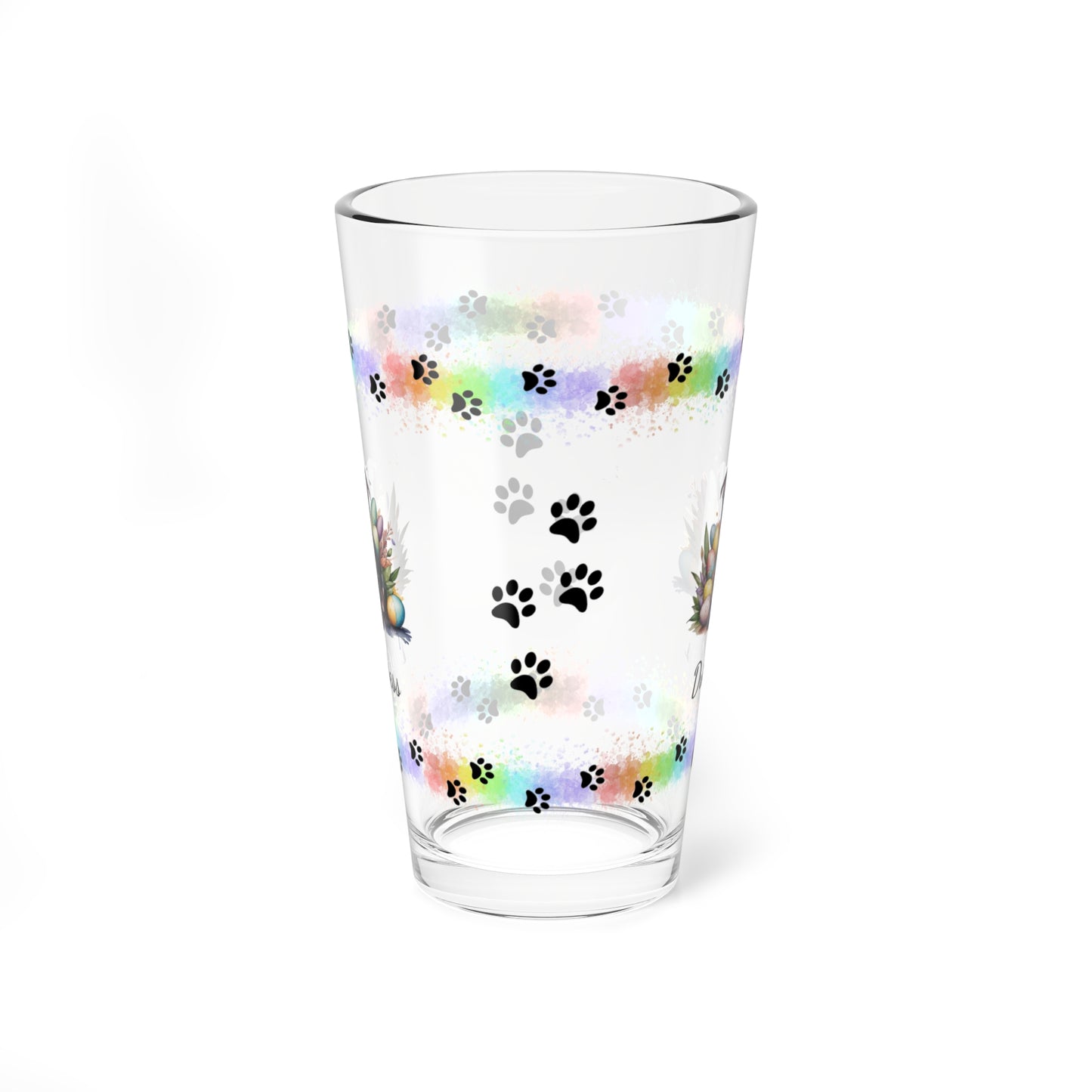 Pitbull (Black) Personalized Easter Puppy 16oz Pint Glass - Custom Dog Design, Mental Health Gift, Easter Décor, and Festive Celebrations