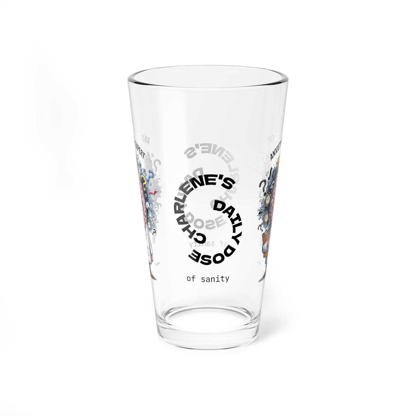 Personalized "Anxiety Level: Expert" pint glass with a sassy attitude and daily humor, perfect for positive vibes.