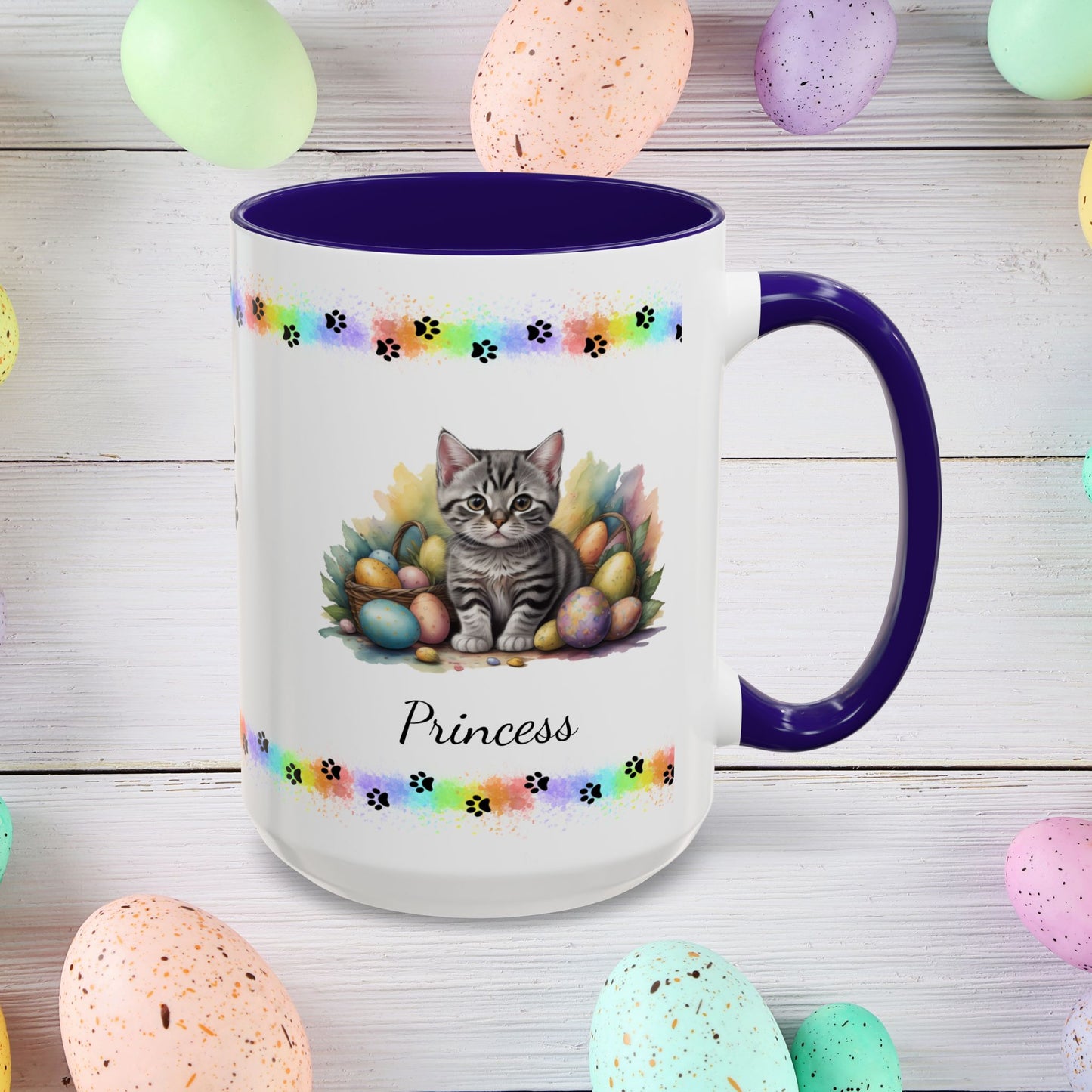 American Shorthair Easter kitten coffee mug, personalized cute cat gift for mental health support, cozy drinkware