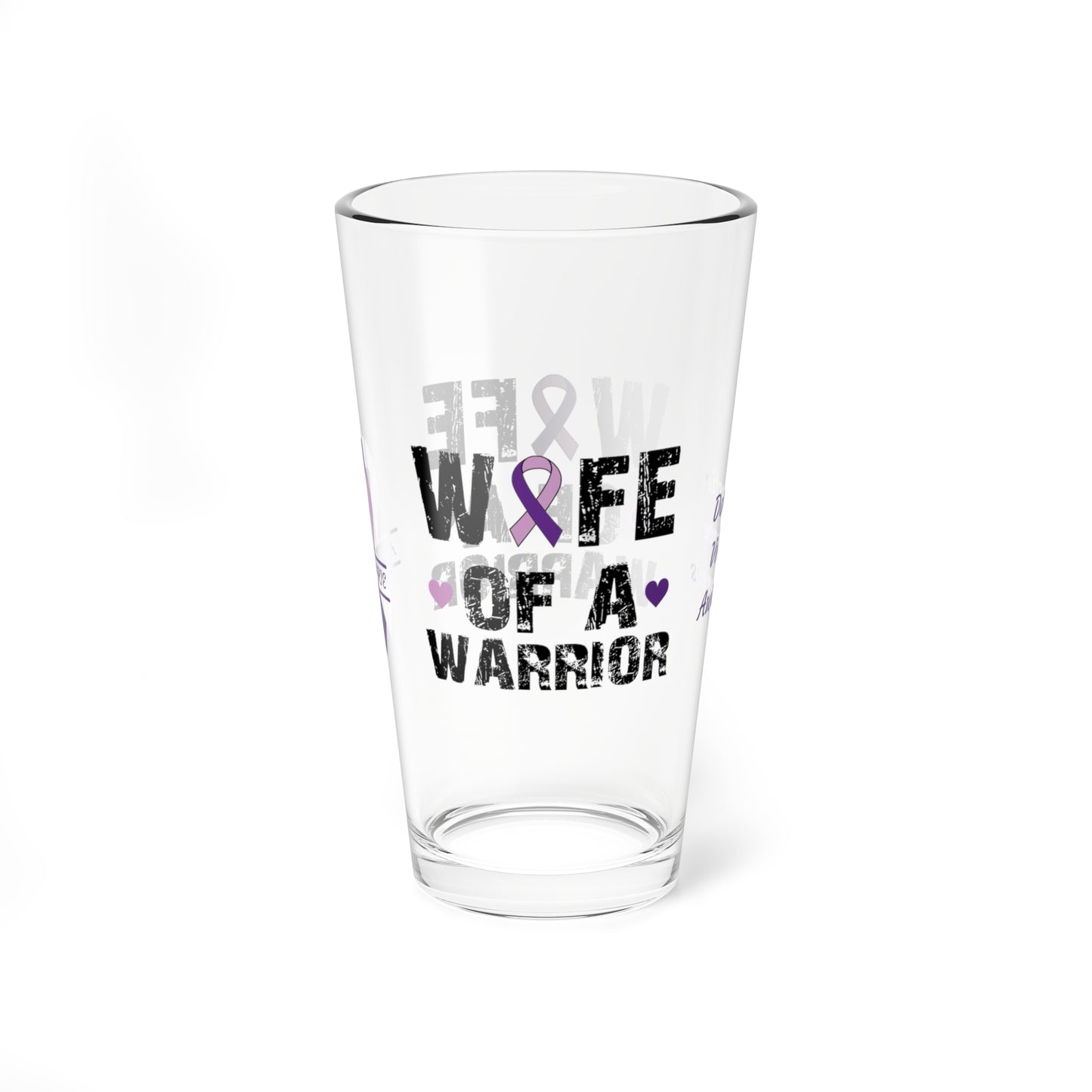 Wife of a Warrior: Personalized Domestic Violence Awareness Warrior Pint Glass - Proud Family Member