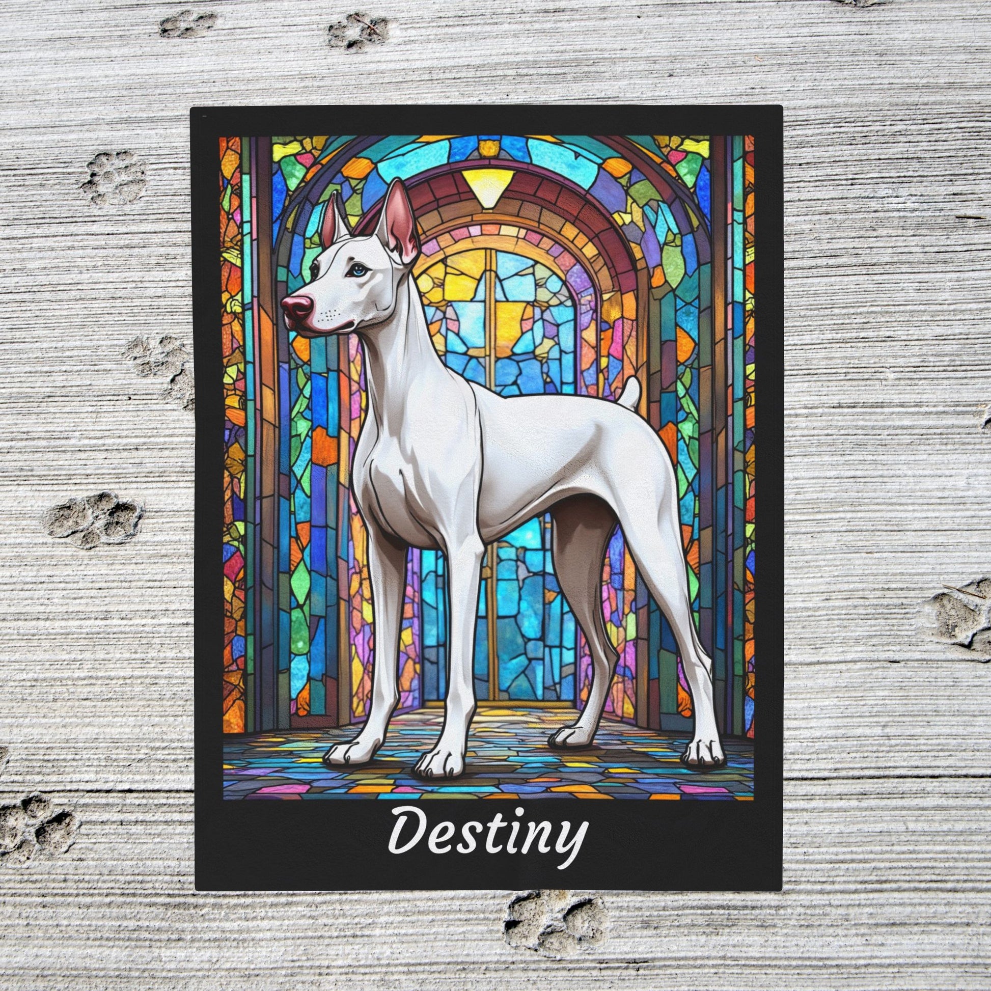 Doberman White Coat Blanket, Custom Dog Lover Throw, Artistic Gift for Humans and Pet Owners