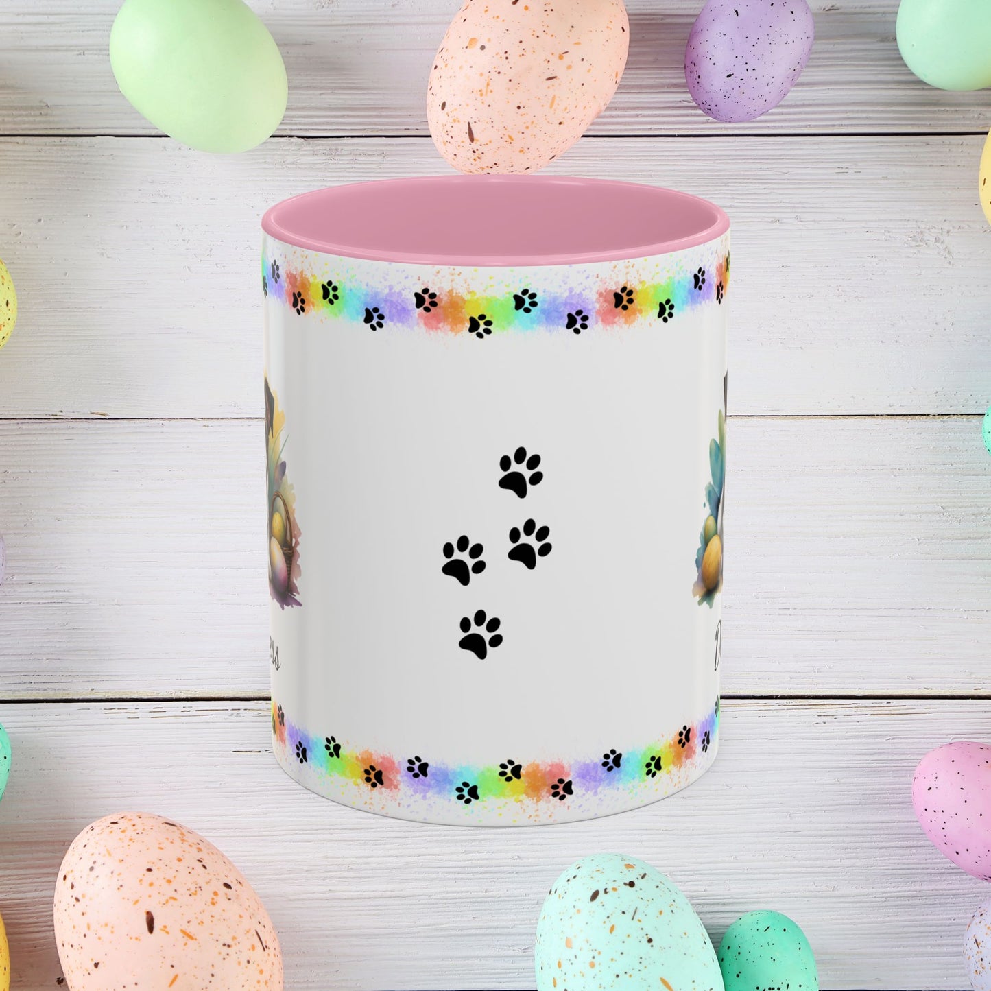 Jack Russell Terrier Black & White Easter puppy coffee mug, personalized cute dog gift for mental health awareness