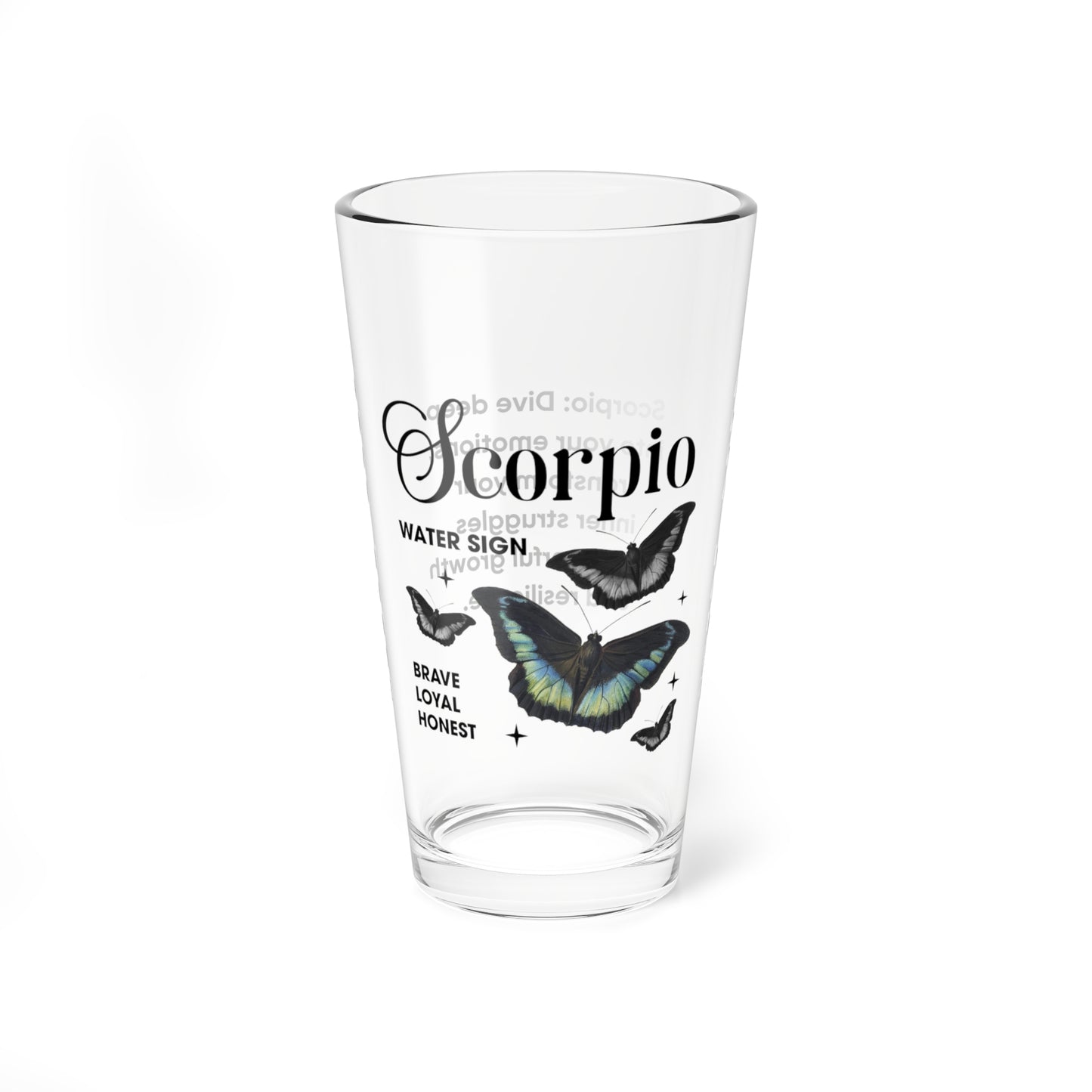 Scorpio custom astrology pint glass, 16oz zodiac star sign birthday drinkware gift