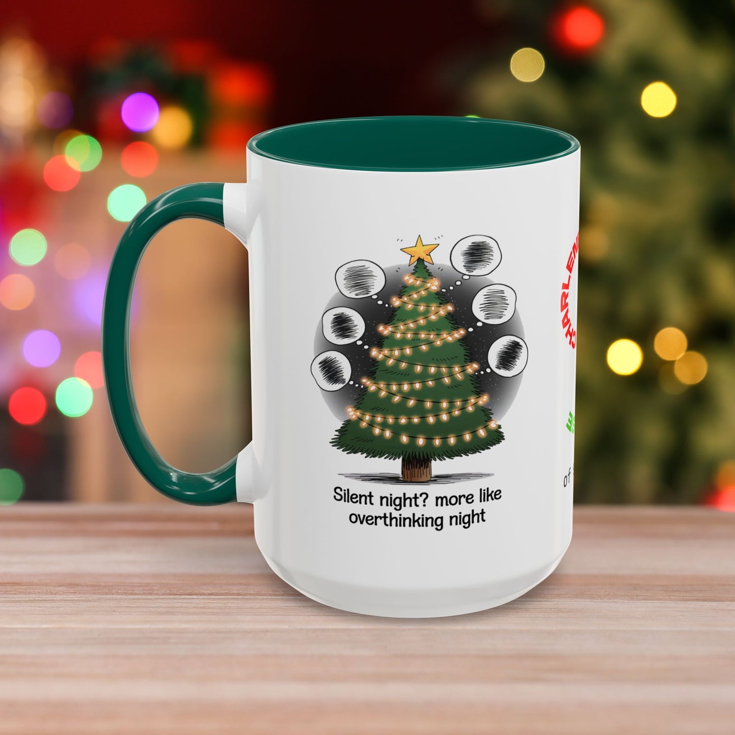 Silent Night? More Like Overthinking Night – Christmas Mug with Mental Health Design and Accent Color