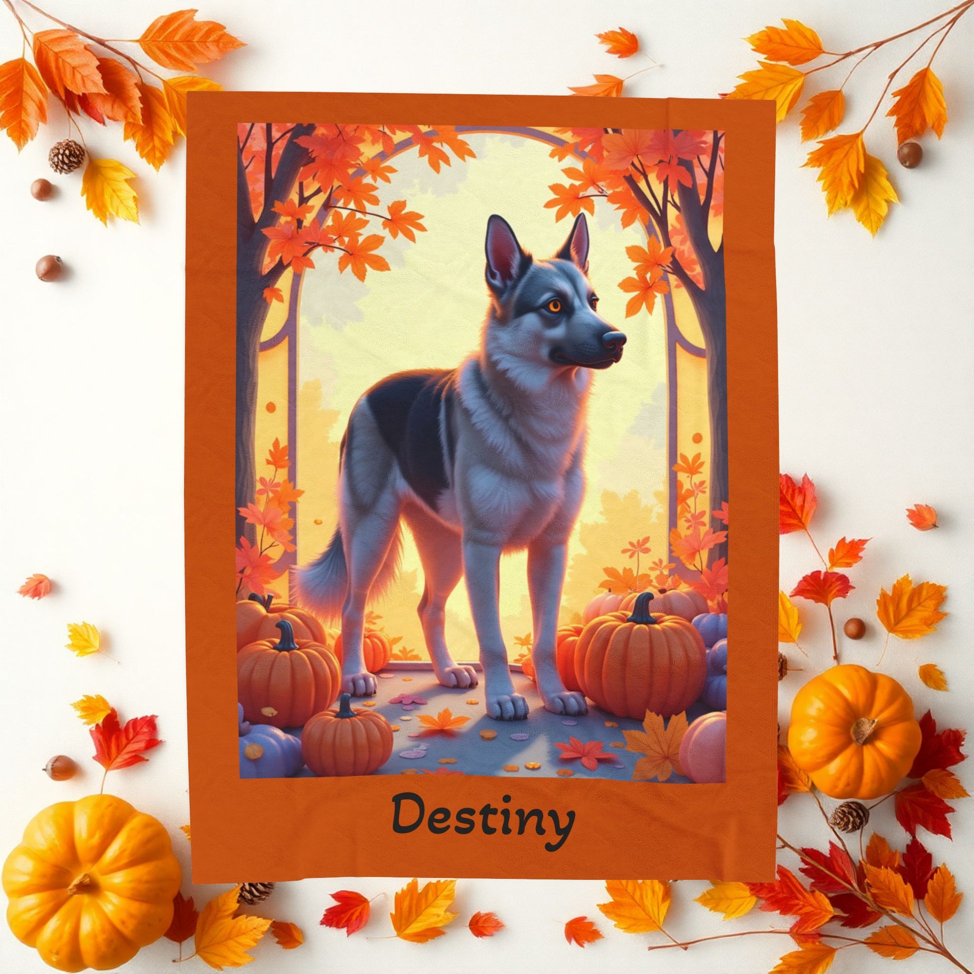 German Shepherd Black & Silver Coat Velveteen Blanket, Custom Plush Dog Throw, GSD Lover Gift