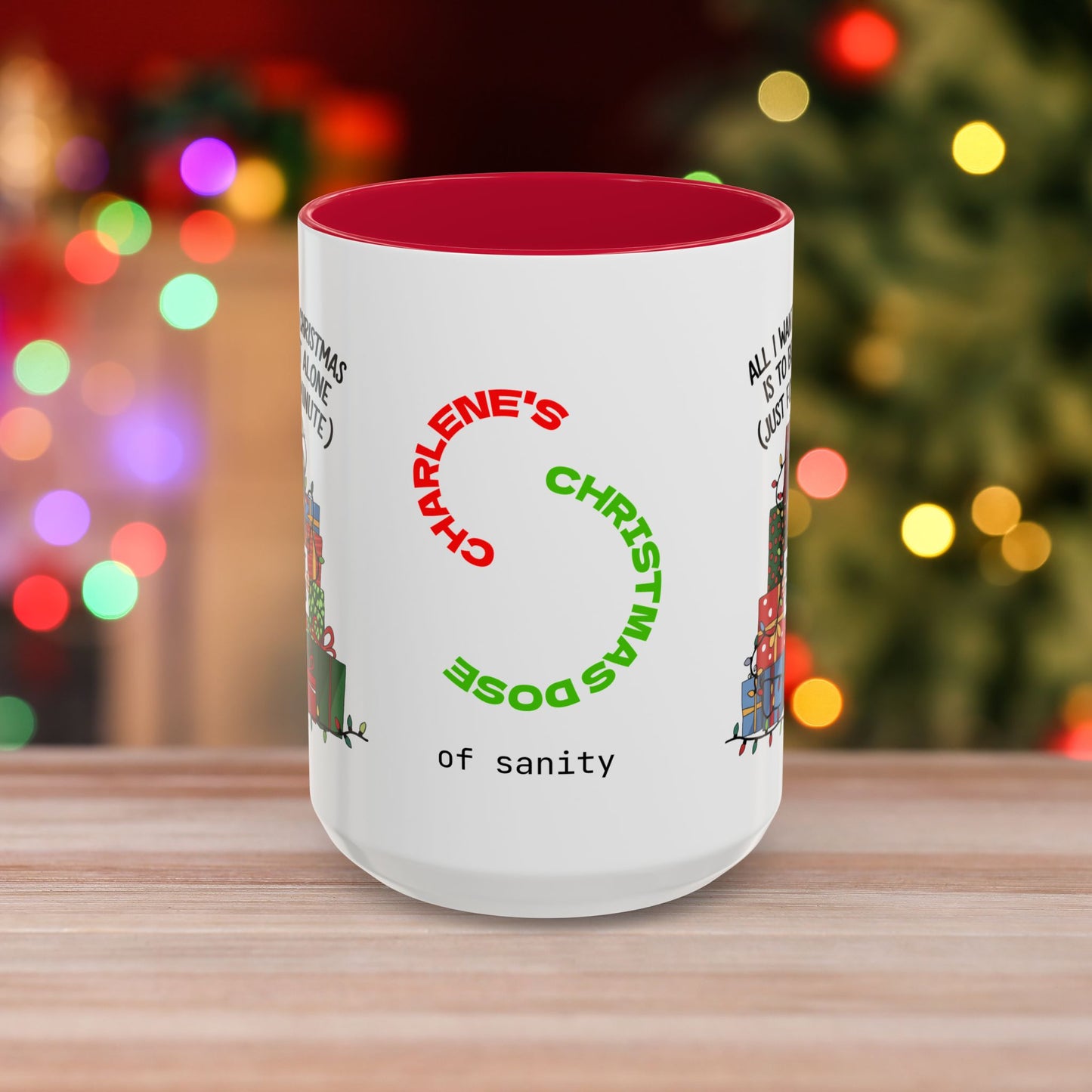 All I Want For Christmas Is To Be Left Alone – Funny Christmas Mug with Colorful Design and Accent Color