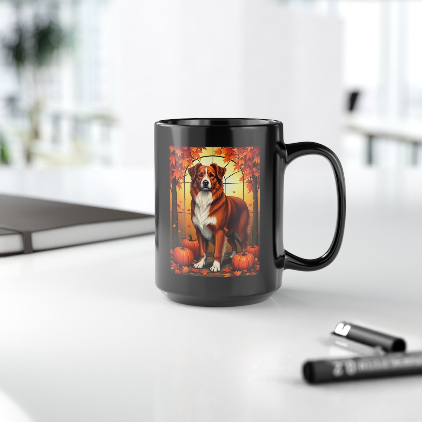 Australian Shepherd Red - Fall dog coffee mug, custom herding breed lover gift for Aussie owners