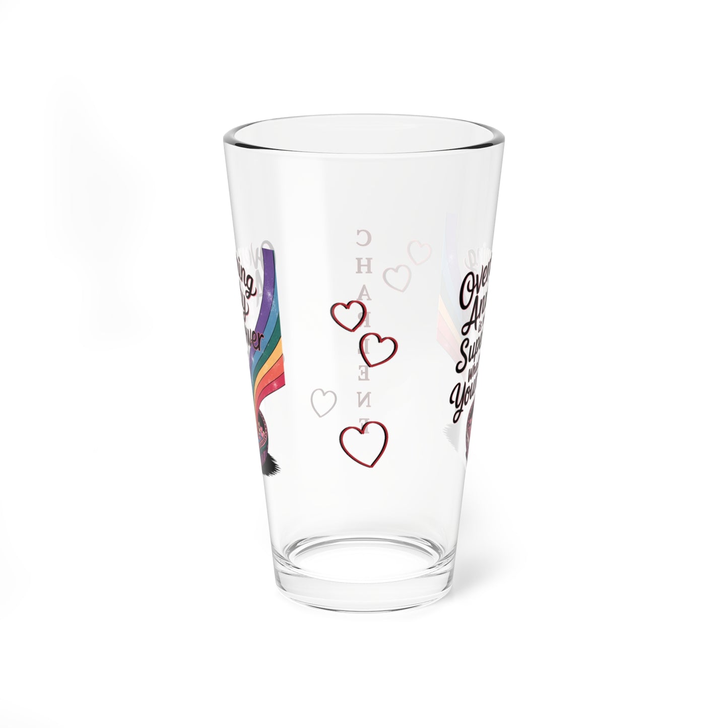 Overcoming Anxiety Is My Super Power What's Yours: Personalized Valentine's Day Affirmation Pint Glass – Valentine's Day Self-Care Gift, Mindful Positivity Drinkware