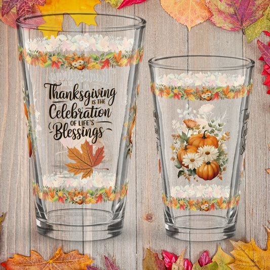 Shop our premium thanksgiving is the celebration thanksgiving pint glass 16oz from MySisterIsASurvivor.
