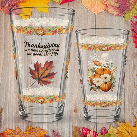 Shop our premium thanksgiving is a time to reflect thanksgiving pint glass 16oz from MySisterIsASurvivor.
