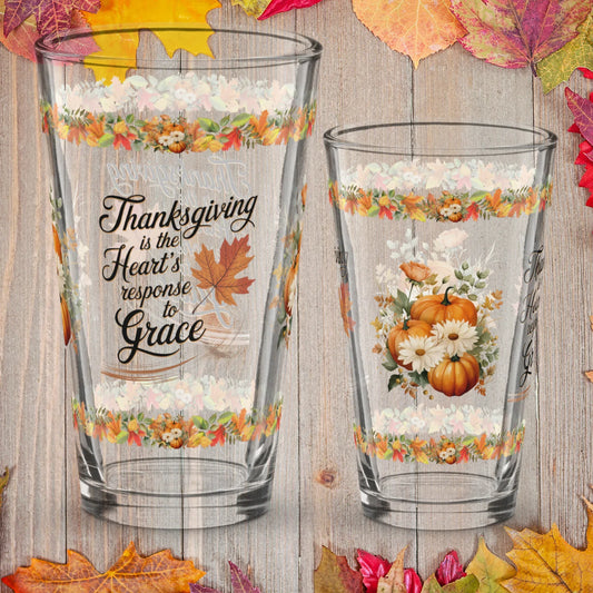 Shop our premium thanksgiving is the hearts thanksgiving pint glass 16oz from MySisterIsASurvivor.