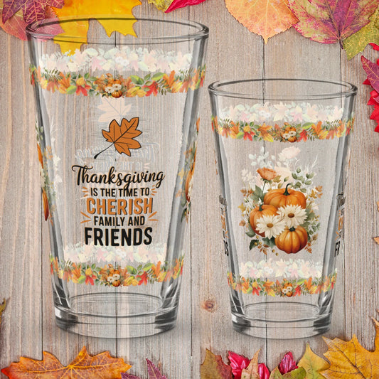 Shop our premium thanksgiving is the time to cherish family thanksgiving pint glass 16oz from MySisterIsASurvivor.