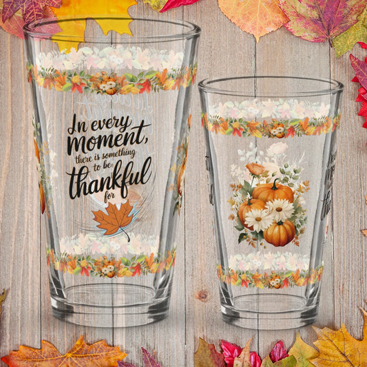 Shop our premium in every moment there is something thanksgiving pint glass 16oz from MySisterIsASurvivor.