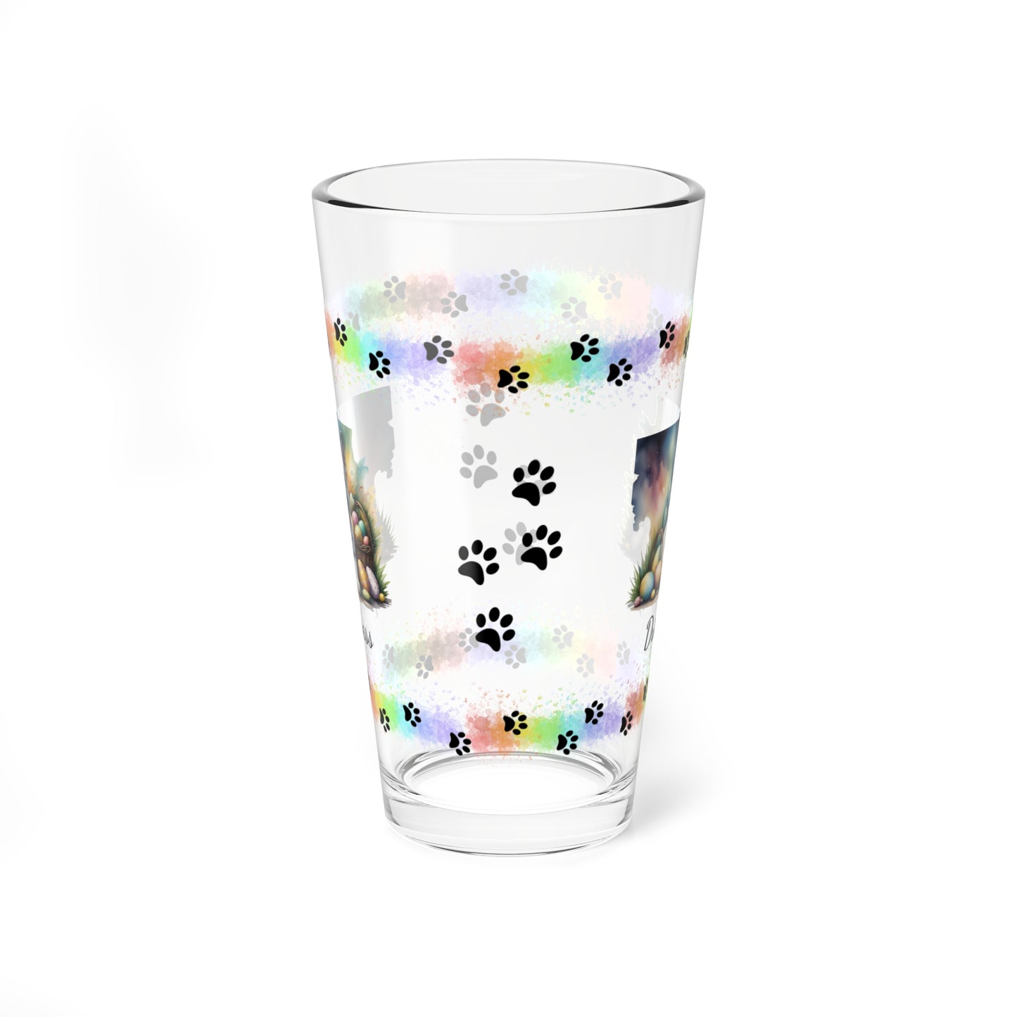 German Shepherd (White) Personalized Easter Puppy 16oz Pint Glass - Custom Dog Design, Mental Health Gift, Easter Décor, and Festive Celebrations