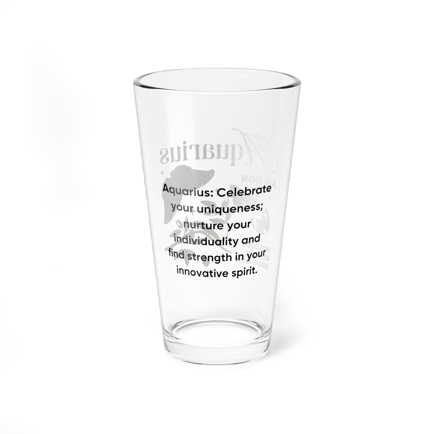 Aquarius zodiac pint glass, personalized astrology drinkware, 16oz horoscope gift for star sign lovers