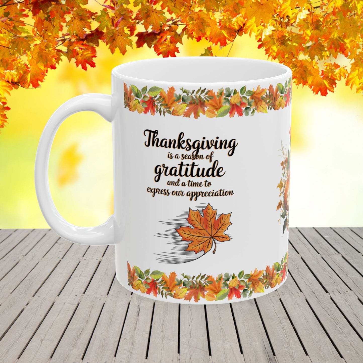 Thanksgiving Ceramic Mug Celebrating Appreciation and Gratitude for the Holiday Season