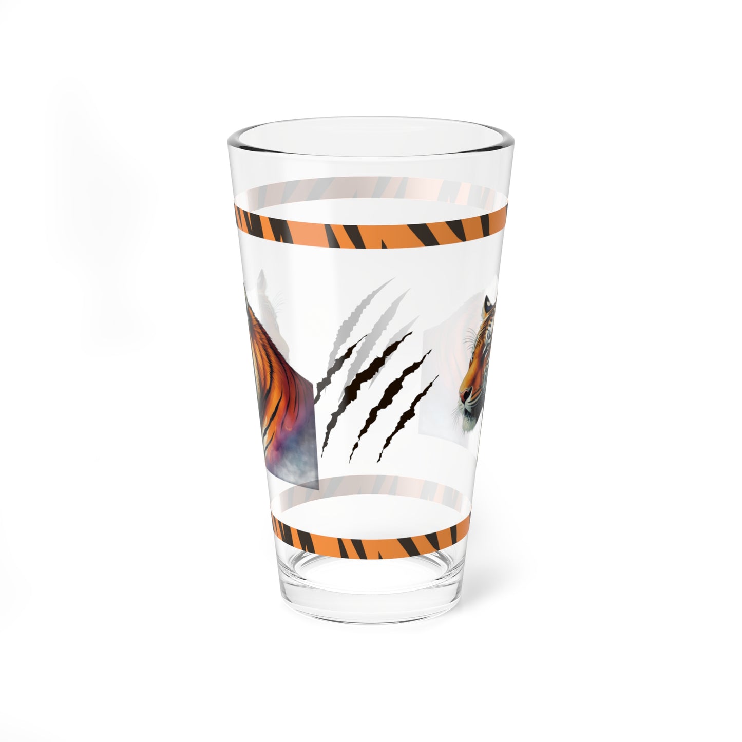 Striped Serenity 16oz Tiger Pint Glass - Inspiring Strength, Courage, and Empowerment
