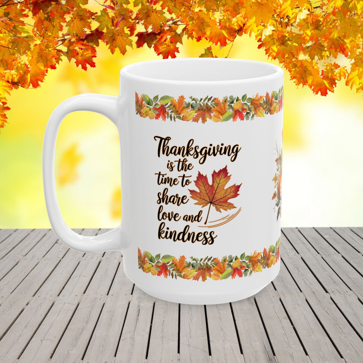 Thanksgiving Ceramic Mug with "Spread Love and Kindness" for a Grateful Heart and Giving Spirit