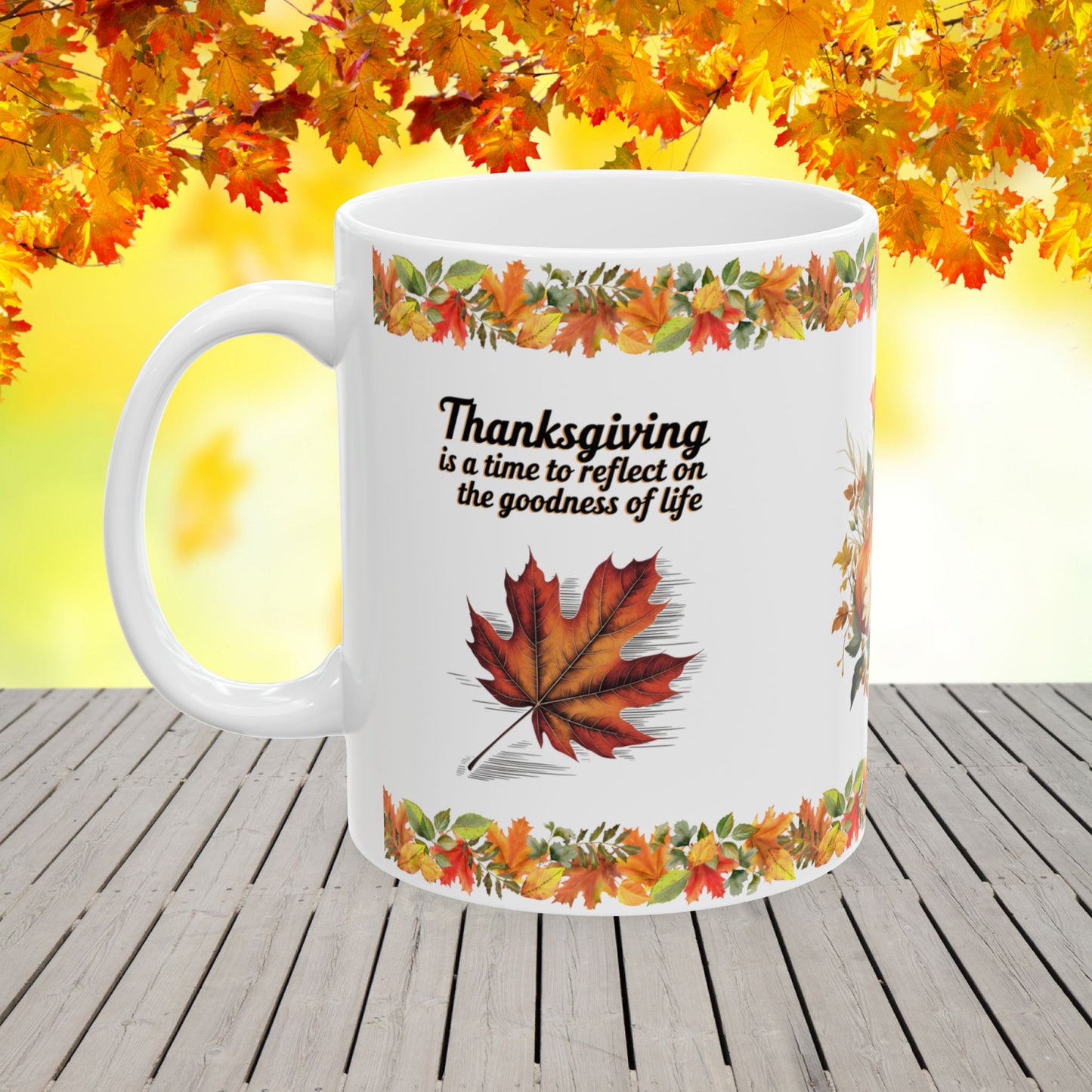 Thanksgiving Ceramic Mug with "Reflect on Life’s Blessings" for a Thankful Heart