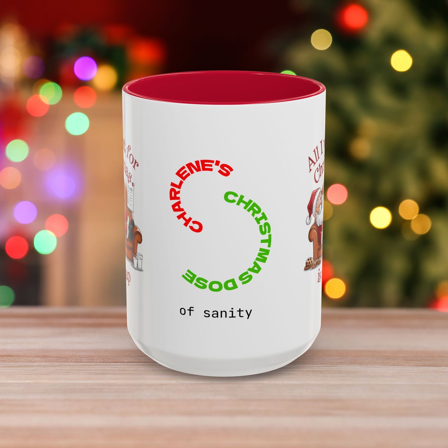 All I Want For Christmas Is A Nap - Colorful Holiday Mug with Accent Color
