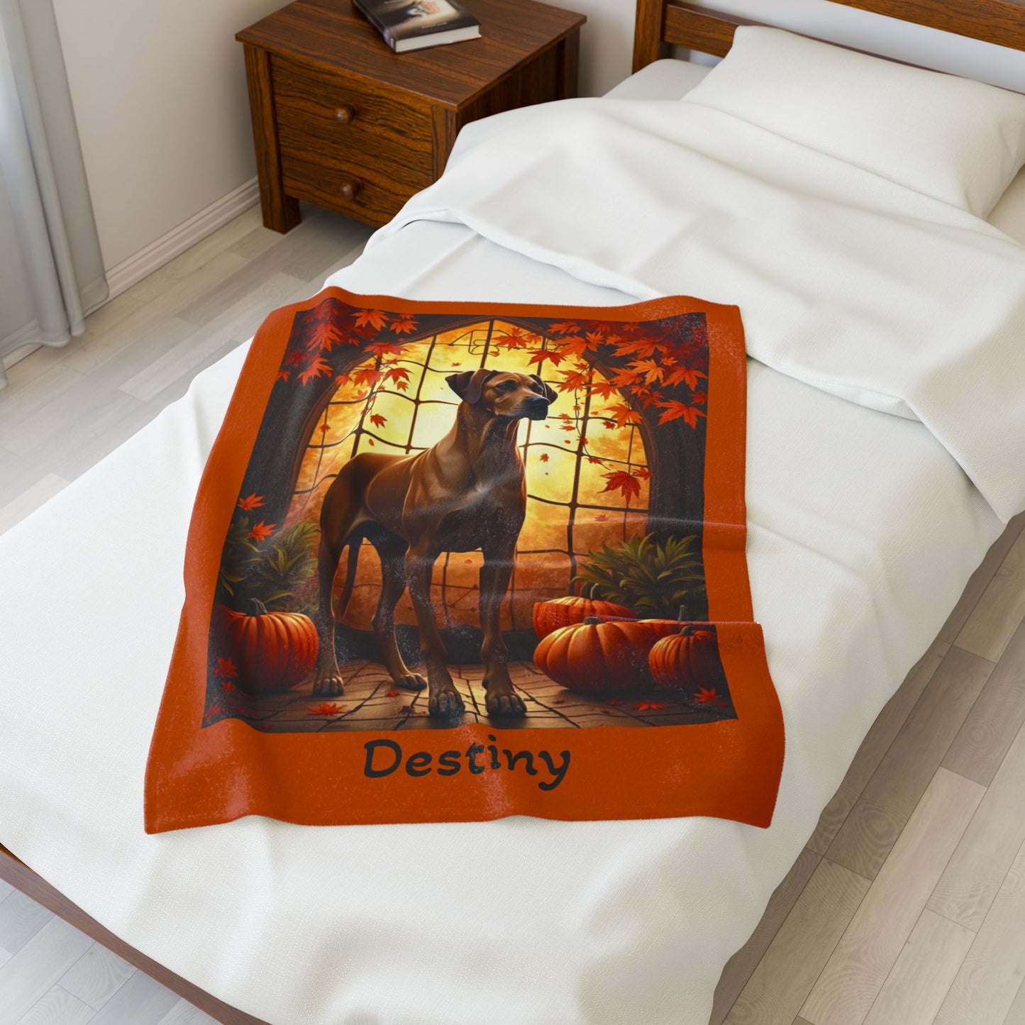 Fawn Great Dane velveteen plush blanket, soft plush throw, custom gift for Great Dane owners