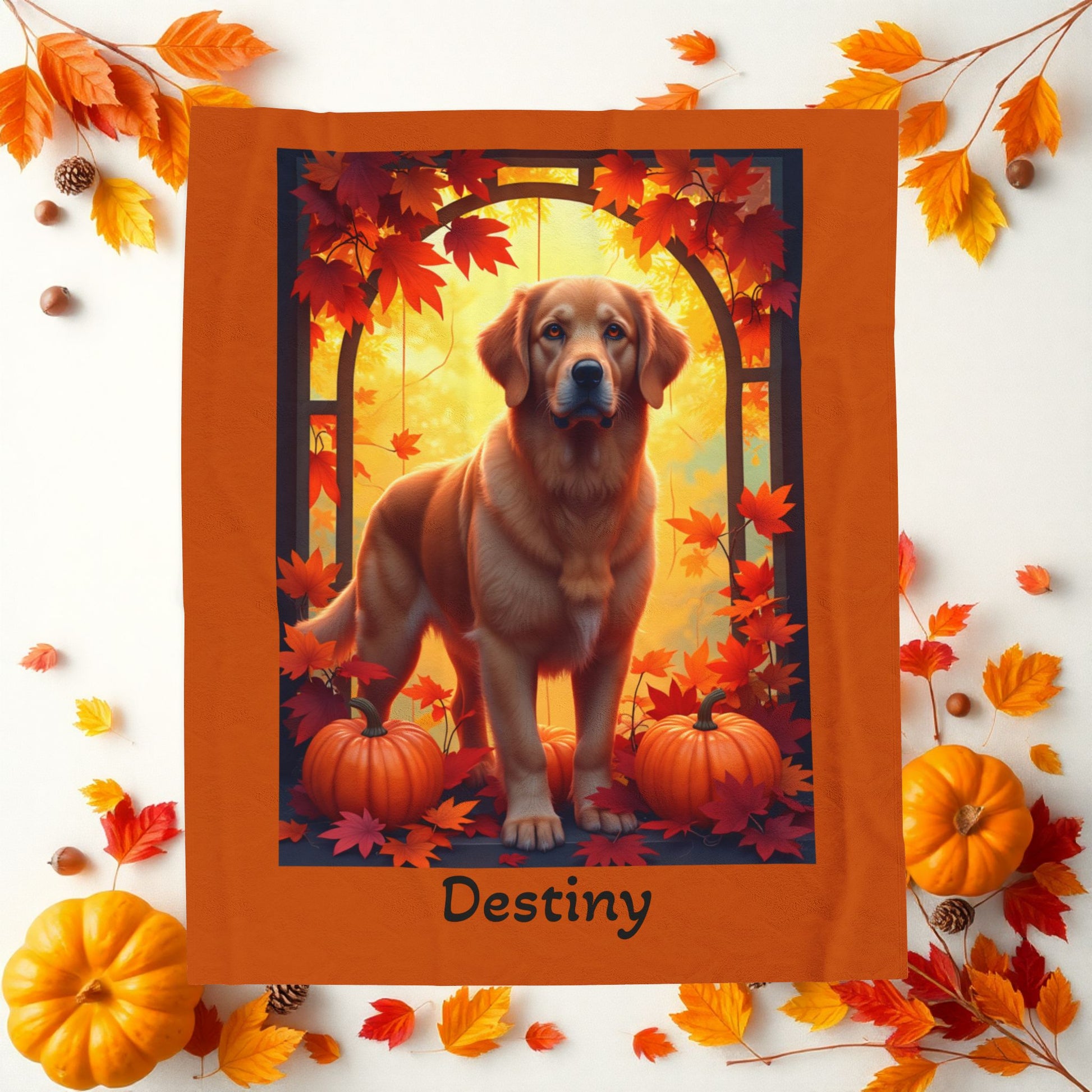 Golden Retriever Dark Coat Velveteen Plush Blanket, Personalized Dog Throw Gift